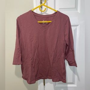 Denim&Co Dusty Maroon 3/4 Quarter Sleeve Shirt